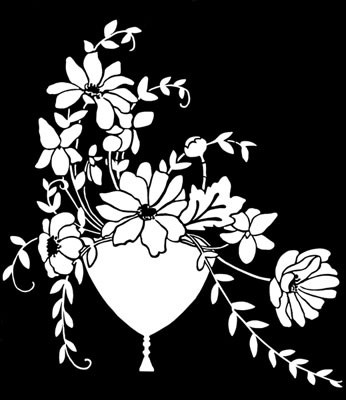 Silhouette of Flowers in a Vase - Silhouette Art