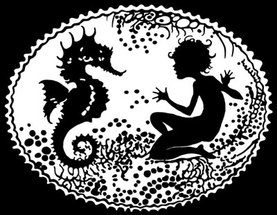 Silhouette of a Seahorse and a Sea Nymph - Silhouette ARt