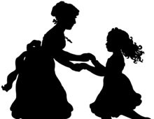 Silhouette of a Woman and Child Dancing - Silhouette Art