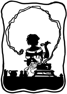 Silhouette of a Woman Cooking - Silhouette Art
