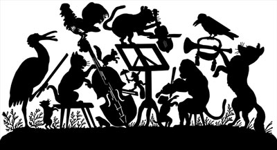 Silhouette of Animals Playing Instruments