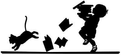 Silhouette of a Child Carrying Books