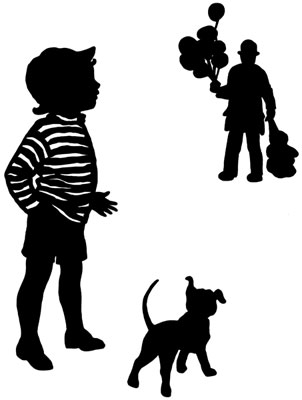 Silhouette of a Boy and Balloon Man