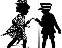 Silhouette of Two Children Talking