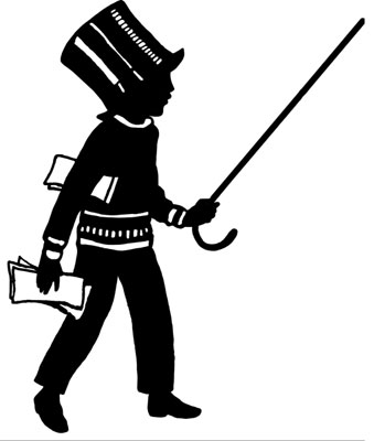 Silhouette of a Boy with a Top Hat and Cane