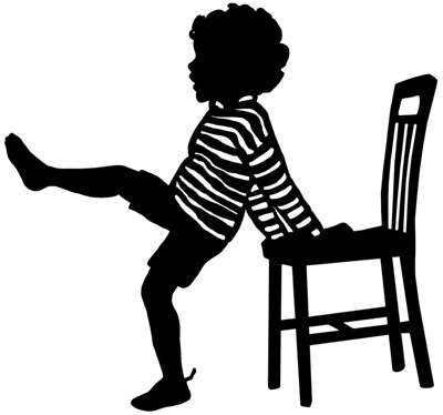 Silhouette of a Child Leaning on a Chair