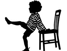 Silhouette of a Child Leaning on a Chair
