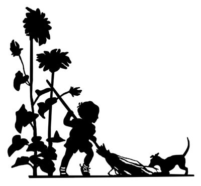 Silhouette of a Child Sweeping