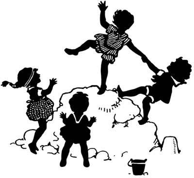 Silhouette of Children Playing on a Sand Dune