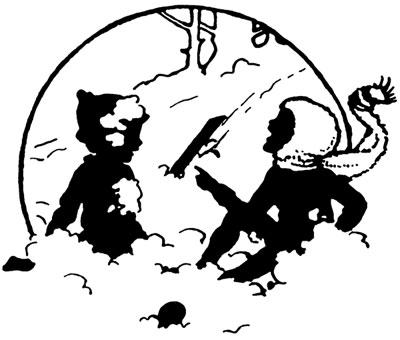 Silhouette of Children Playing in the Snow