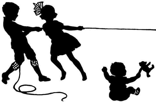 Silhouette of Children Playing Tug of War