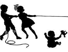 Silhouette of Children Playing Tug of War