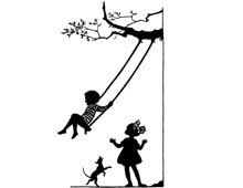 Silhouette of a Child on a Swing