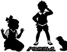 Silhouette of Children Working on a Puzzle