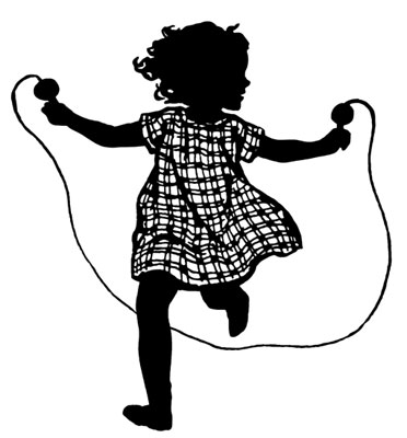 Silhouette of a Girl Jumping Rope