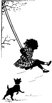 Silhouette of a Girl on a Swing