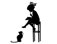 Silhouette of Girl Sitting on a Stool