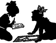 Silhouette of Girls Cutting Out Patterns