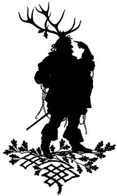Silhouette of Fat Man with Antlers on his Head