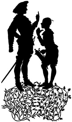 Silhouette of Man and Boy Talking