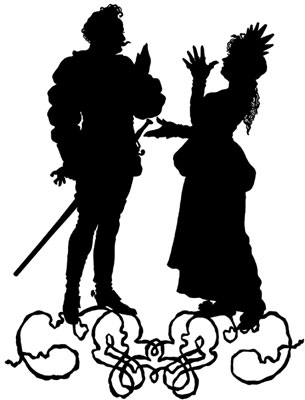 Silhouette of a Man and Woman Talking