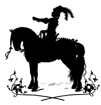 Silhouette of a Man Sitting on a Horse