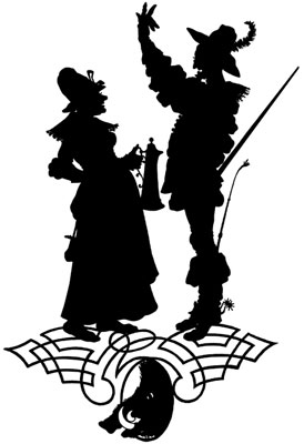 Silhouette of a Man Talking to a Woman with a Beer Stein
