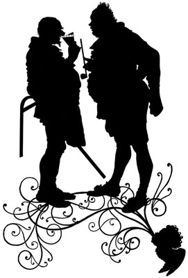 Silhouette of Men Standing Together