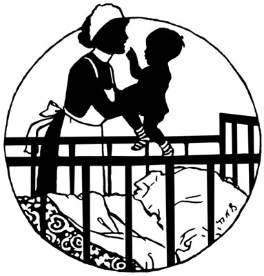 Silhouette of a Baby in a Crib