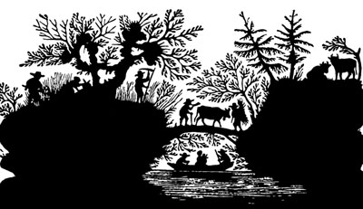 Silhouette of People on a River