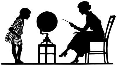 Silhouette of Teacher and Student