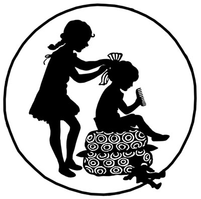 Silhouette of Two Girls Fixing Their Hair