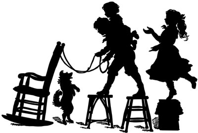 Silhouette of Children Playing on Chairs