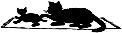 Cat Silhouette of a Cat and Kitten Lying on Rug