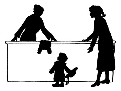Silhouette of Two Women and a Child