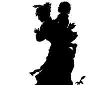 Silhouette of a Woman Carrying a Child