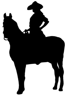 Silhouette of Cowgirl and Horse