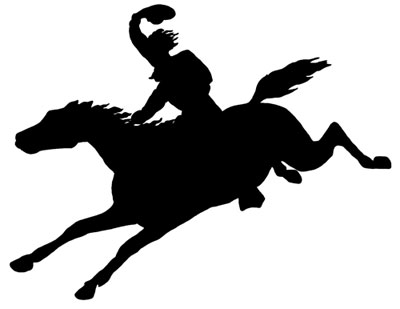 Silhouette of a Horse and Rider Galloping