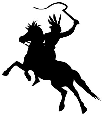 Silhouette of Indian on Horse